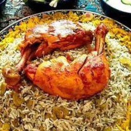 باقالی پلو با مرغ زعفرانی جذاب بامخلفات و سیب زمینی سرخ شده با برنج ایرانی1000گرمی