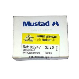 بسته 100 عددی قلاب ماهیگیری موستاد سایز 10 مدل Mustad 92247