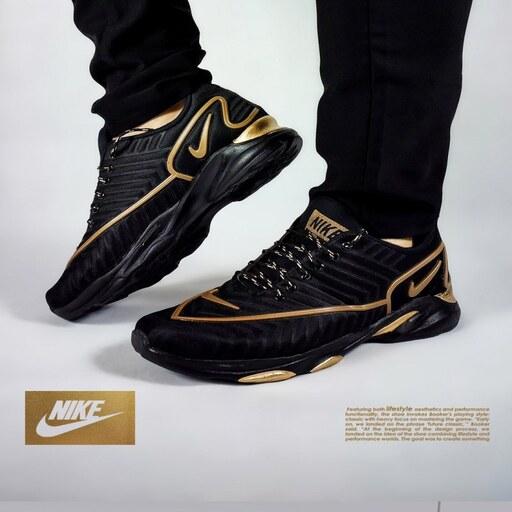 کفش اسپرت مردانه نایک مشکی طلایی مدل 1440