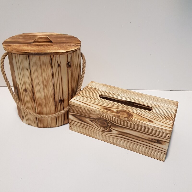 سطل و جادستمال کاغذی چوبی300 برگ سندبلاست(خرید مستقیم از تولید کننده)