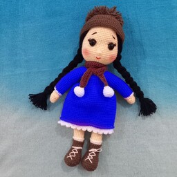 عروسک بافتنی دختر زمستان بارنگ دلخواه
