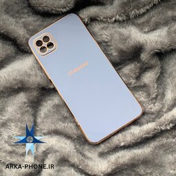 قاب گوشی Galaxy A22 5G سامسونگ طرح ژله ای مای کیس گلد لاین دور طلایی محافظ لنز دار آبی