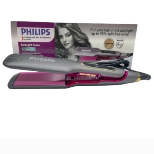 اتو مو حرفه ای فیلیپس مدل PH-3080 صافی و شلاقی مو در کمترین زمان 980درجه فارانهایت