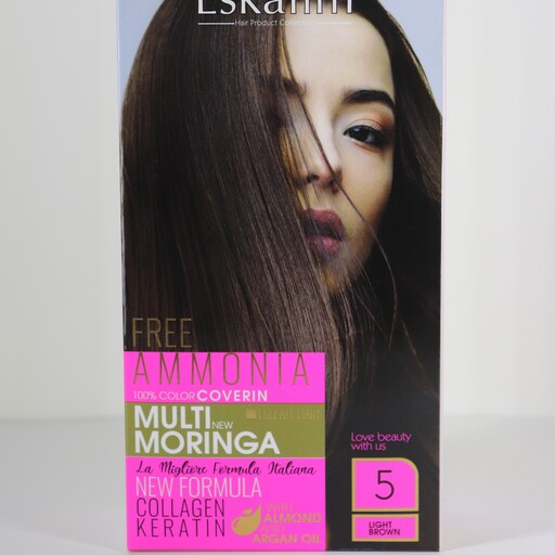 کیت رنگ مو اسکالیم  بدون آمونیاک سری collagen keratin شماره 5 حجم 100 میلی لیتر رنگ قهوه ای روشن 