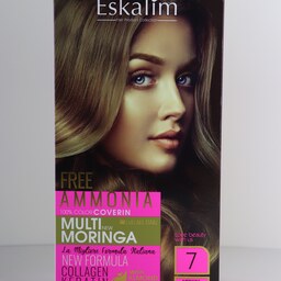 کیت رنگ مو اسکالیم  بدون آمونیاک سری collagen keratin شماره 7 حجم 100 میلی لیتر بلوند متوسط روشن 