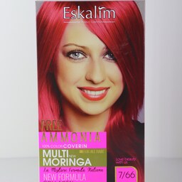 کیت رنگ مو اسکالیم  بدون آمونیاک سری collagen keratin شماره 7.66 حجم 100 میلی لیتر رنگ قرمز یاقوتی
