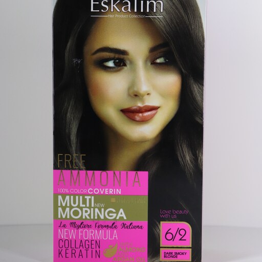 کیت رنگ مو اسکالیم  بدون آمونیاک سری collagen keratin شماره 6.2 حجم 100 میلی لیتر رنگ بلوند دودی تیره