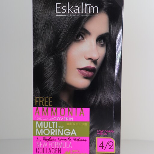 کیت رنگ مو اسکالیم  بدون آمونیاک سری collagen keratin شماره 4.2 حجم 100 میلی لیتر رنگ قهوه ای دودی