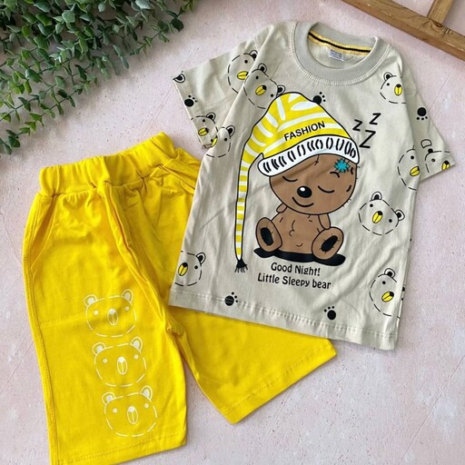 لباس بچگانه تیشرت شلوارک راحتی خرس خوابالو