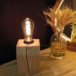 چراغ دکوراتیو روستیک با چوب روس و لامپ ادیسونی 40 وات