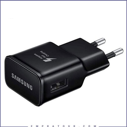 شارژر دیواری اورجینال فست سامسونگ روکارتنی 2پین Samsung Fast Charging Adapter EP-TA200 دارای هولوگرام 