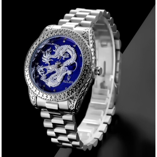 ساعت مردانه رولکس دراگون برجسته اژدها آبی ROLEX DRAGON