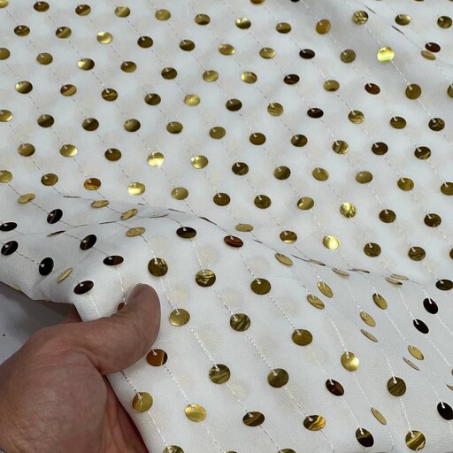 پارچه حریر شیفون پولک اصل،مناسب دوخت انواع پیراهن مجلسی و مدلهای مزونی،عرض 150،قواره 3متری
