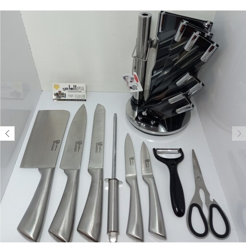 سرویس کارد 9پارچه فوما ژاپن ( کارد ، ساطور ، پوست کن ، تیز کن ، قیچی ، استند) سرویس چاقو ، کارد آشپزخانه ، کارد سرآشپز

