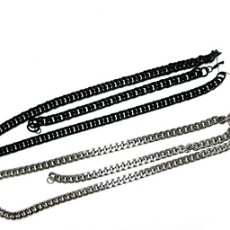 گردنبند و دستبند ست کارتیر زنانه و مردانه در دورنگ نقره ای و مشکی