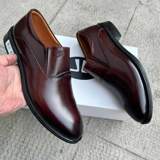 کفش چرم مردانه مدل برکس با بند کشی