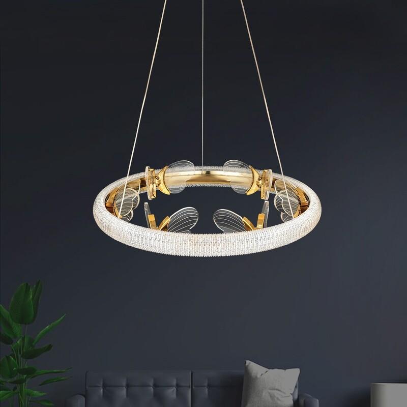 لوستر آویز کریستالی مدرن طلایی نقره ای ارزان لامپ smd نوردهی عالی سالن پذیرایی اتاق خواب آشپزخانه و ... مدل 1108