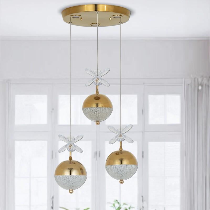 لوستر آویز کریستالی مدرن طلایی نقره ای ارزان لامپ smd نوردهی عالی سالن پذیرایی اتاق خواب آشپزخانه و ... مدل 1112