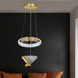 لوستر آویز  کریستالی مدرن طلایی نقره ای ارزان لامپ smd نوردهی عالی سالن پذیرایی اتاق خواب آشپزخانه و ... مدل 1103