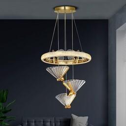 لوستر آویز کریستالی مدرن طلایی نقره ای ارزان لامپ smd نوردهی عالی سالن پذیرایی اتاق خواب آشپزخانه و ... مدل 1107