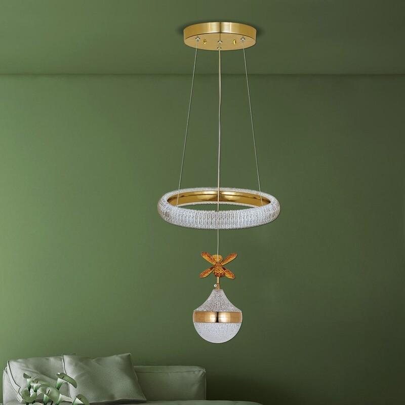 لوستر آویز کریستالی مدرن طلایی نقره ای ارزان لامپ smd نوردهی عالی سالن پذیرایی اتاق خواب آشپزخانه و ... مدل 1123