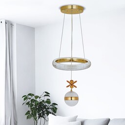 لوستر آویز کریستالی مدرن طلایی نقره ای ارزان لامپ smd نوردهی عالی سالن پذیرایی اتاق خواب آشپزخانه و ... مدل 1121