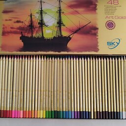 مداد رنگی 48 رنگ جعبه فلزی sky