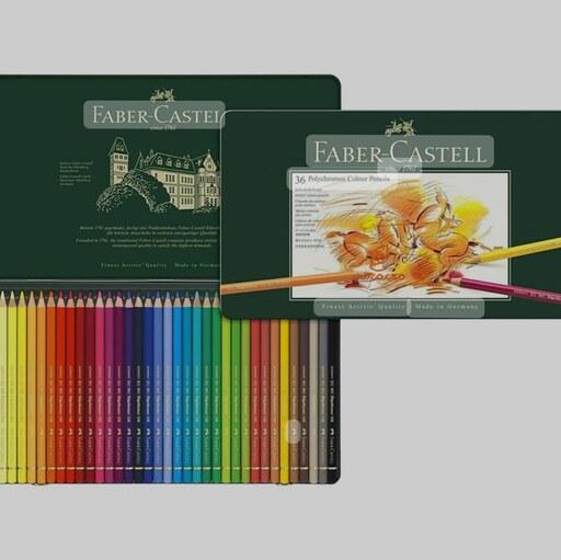 مداد رنگی 36 رنگ پلی کروم جعبه فلزی 