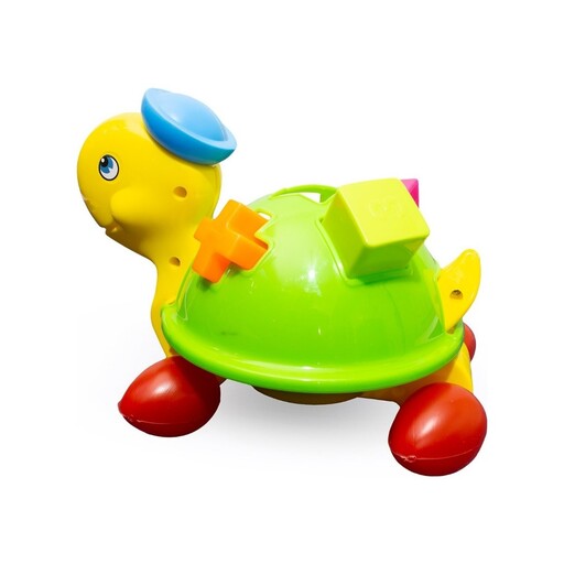 اسباب بازی عروسکی لاک پشت اشکال هندسی مدل چرخدار ( بازی آموزشی و حرکتی لاکپشت کودک و خردسال)