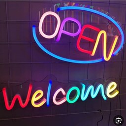 نئون پلکسی طرح open و welcome...ابعاد 30 در 30 .در رنگ های متنوع و یکسال گارانتی محصول ..به همراه پاور 