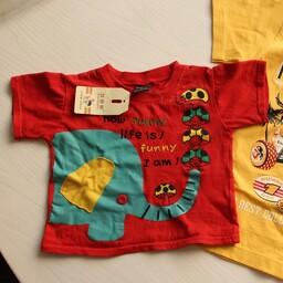 تیشرت تی شرت پسرانه دخترانه بچگانه قرمز  طرح فیل کوچولو وارداتی تولید چین 