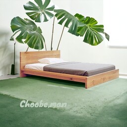 تخت خواب تمام چوب دو نفره طرح جنگلی مناسب تشک  160-200