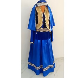 لباس محلی و قاجاری زنانه به همراه کلاه یا روسری ( دامن عرض 3 متر )