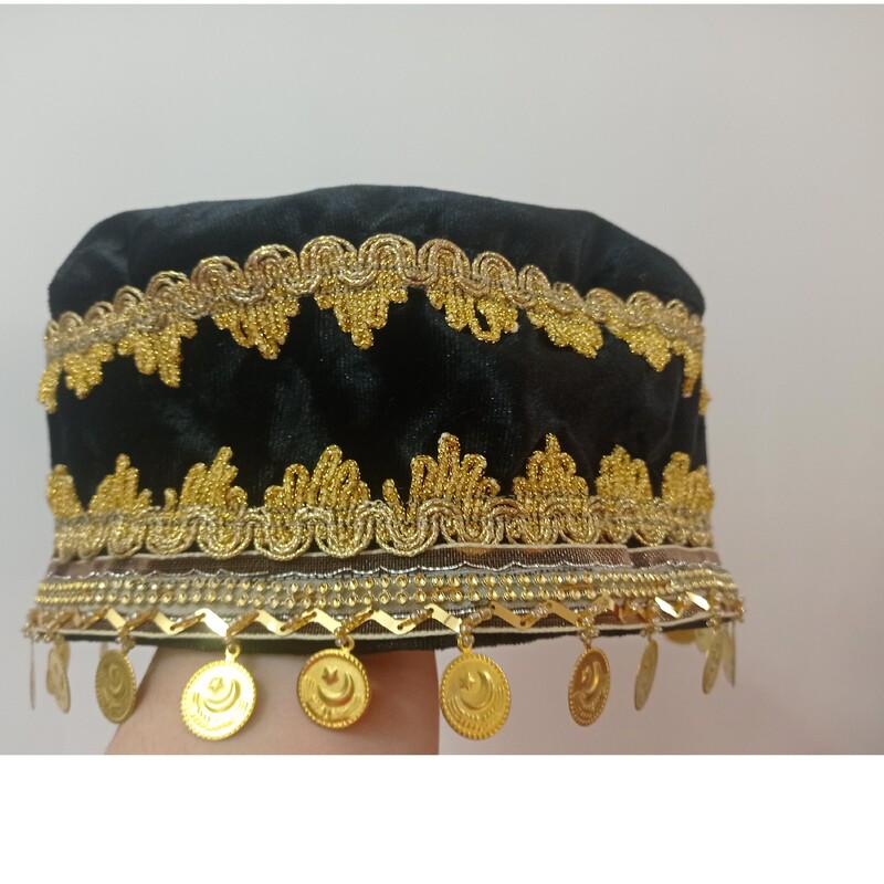 کلاه سنتی و محلی مخمل زنانه سکه دوزی شده