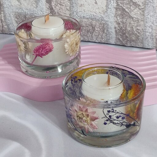 شمع دوجداره گل با پارافین ژله ای