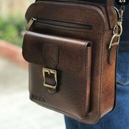 کیف چرم دستدوز و  طبیعی اسپرت  آلا مدل کاوه (دوشی با بند بلند )