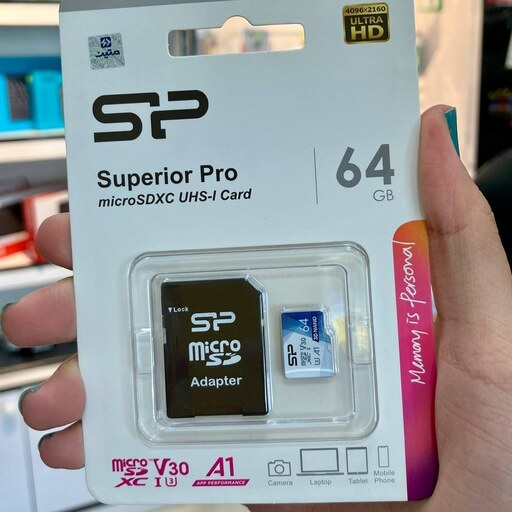 کارت حافظه microSDXC سیلیکون پاور مدل Superior Pro کلاس 10 استاندارد UHS-I U3 سرعت 100MBps ظرفیت 64 گیگابایت گارانتی 