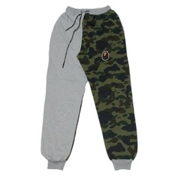 شلوار گرمکن بدون گرگ طوسی سبز چریکی بیپ bape