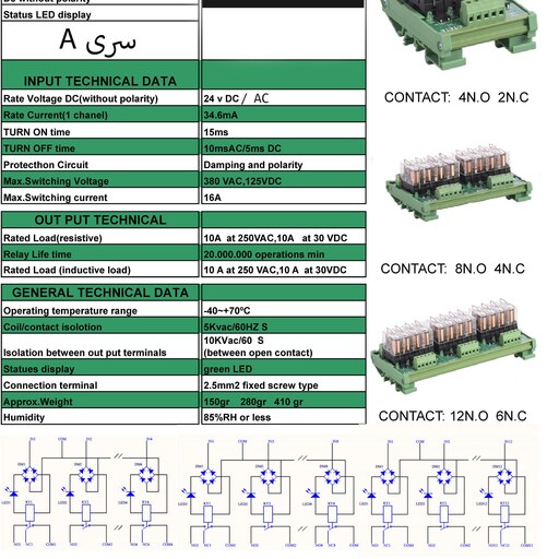 کارت رله 4 کانال 16 امپر با رله هونگفا 