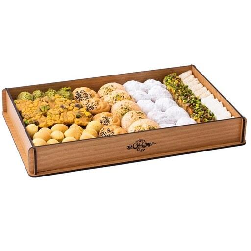 شیرینی مخلوط  طرح جعبه چوبی سنتی یزد  900 گرمی