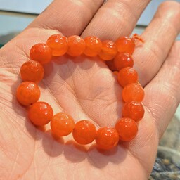 دستبند عقیق سرخ اصلی دستبند سنگ عقیق قرمز گوی عقیق نارنجی دستبند چشم نظر دستبند سنگی عقیق سنگ درمانی سنگ چاکراها