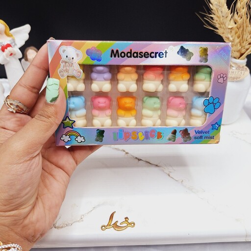 پک رژ لب جامد 12 رنگ طرح خرس مدا سکرت Moda Secret