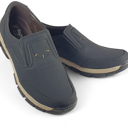 کفش چرم طبیعی مردانه مدل faraz رنگ قهوه  ای و  خاکستری تیره