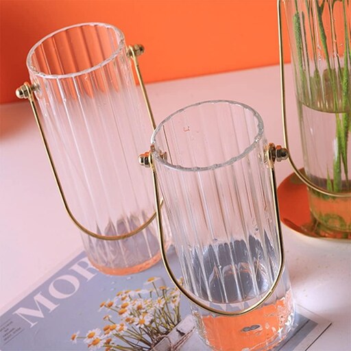 گلدان دسته دار رومیزی و دیواری شیشه ای مدل H17 کد Gw1506001