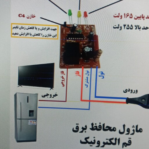 برد محافظ صوتی وتصویری10آمپری برای محافظت از مدار در برابر ولتاژبیش از اندازوولتاژ کم استفاده میشوده