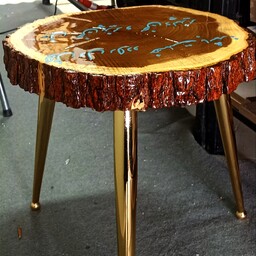 میز  پذیرایی عاشقانه دو نفره چوب-رزین (چوب  توت رزین کاری شده و متن CNC شده و پایه های با کیفیت بالا)
