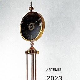 ساعت ایستاده آبکاری شده آرتمیس مدل 2023 رنگ طلایی صفحه مشکی