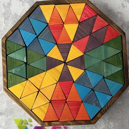 پازل چوبی مثلث 72 قطعه - 9 رنگ - بازی آزاد - چوب روس