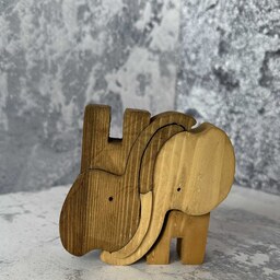 پازل چوبی قرینه فیل - 6 قطعه - زوج فیل - چوب روس