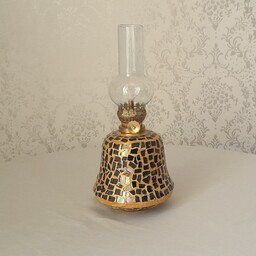 چراغ گردسوز یا چراغ قدیمی سنتی لامپا یا لامپه نفتی سفالی آینه کاری شده